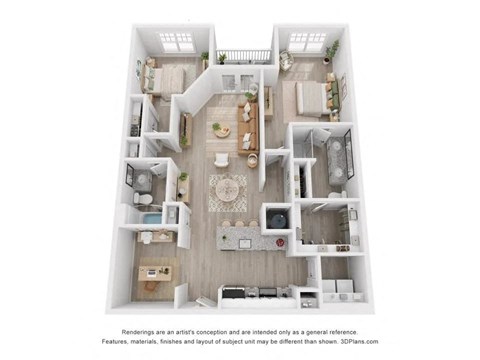 Floor plan for 2 beds, 2 baths, 1246 sqft